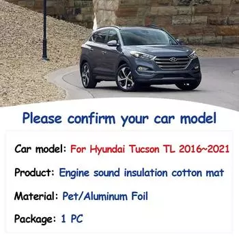 Для Hyundai Tucson TL 2016~2024 автомобильный капот двигателя накладка звукоизоляционный чехол звукоизоляционный тепло огнестойкий хлопковый аксессуары для интерьера
