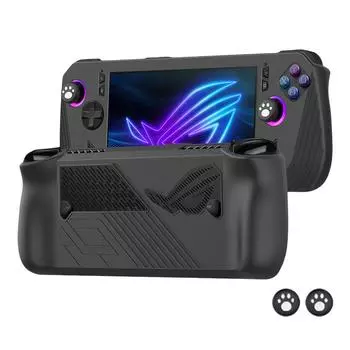 Для игровой консоли ASUS ROG ALLY X силиконовый чехол с накладками для большого пальца(черный)