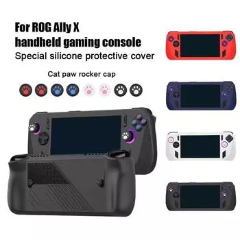 Для игровой консоли ASUS ROG Ally X силиконовый защитный чехол с защитой от царапин и пыли с крышкой-рокером Cat Paw красный