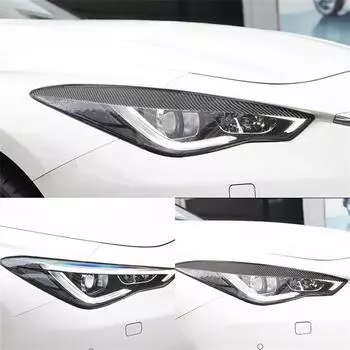 Для Infiniti Q50 2014-19 Накладки на веки фар из настоящего углеволокна