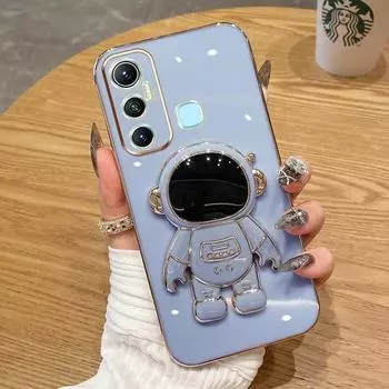 Для infinix Hot30 40 30 30i 20s 20i 20 12i 11 11s 10s 10i 8 9 10 Play 12 Pro чехол Мягкий силиконовый чехол с держателем космонавтов задняя крышка кронштейн чехол для телефона For Infinix Hot 30 Play фиолетовый