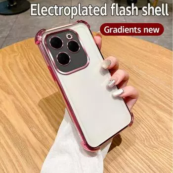 Для Infinix Hot 40 Чехол Infinix Hot 40 Pro Чехол Hot 40i Чехол для телефона 40I Мягкий бампер Противоударный Защитный Чехол Прозрачная гальваническая пластина For Infinix Hot 40i