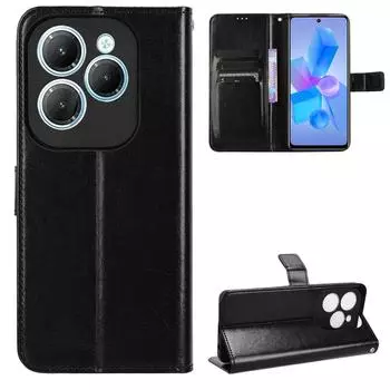 Для infinix Hot 40 Hot40 Pro X6837 чехол-книжка из искусственной кожи-бумажника чехол для телефона For infinix Hot 40 чёрный