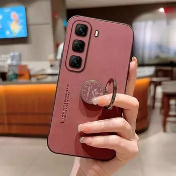 Для Infinix Hot 50 4G овчина кожа магнитный держатель кольцо подставка чехол для телефона для Infinix Hot 50 5G матовый защитный чехол для объектива Infinix Hot 50 4G чёрный