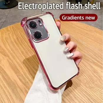 Для Infinix Hot 50i Чехол Infinix Smart 9 Чехол X6532 X6531B Чехол для телефона Мягкий бампер Противоударный Защитный чехол Прозрачная гальваническая пластина For Infinix Hot 50i