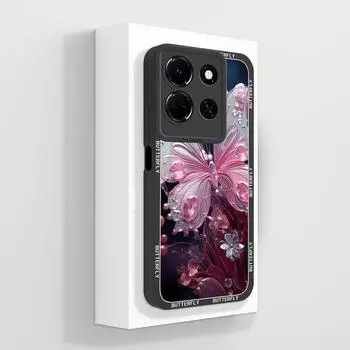 Для Infinix Note 30 40 50 Pro Plus 50S 50x Красивые хрустальные чехлы для телефона с бабочками Защитная пленка Жидкий силикон Пылезащитный чехол Для Infinix Casing Infinix Note 30 4G