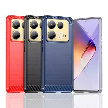 Для Infinix Note 40 Чехол для Infinix Note 40 Pro Plus Противоударный силиконовый чехол из углеродного волокна для Infinix Note 40 Чехол Infinix Note 40 (4G) чёрный