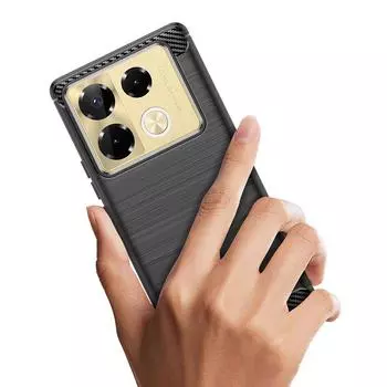 Для Infinix Note 40 Pro note10pro+ 5G силиконовый чехол мягкий матовый чехол для infinix note40 pro plus 5g роскошные чехлы из углеродного волокна Infinix Note40Pro 5G чёрный