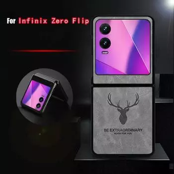 Для Infinix Zero Flip кожаный противоударный чехол для телефона для Infinix Zero Flip мультяшный олень голова кобура защитный чехол для INFINIX Zero Flip For Infinix Zero Flip зелёный