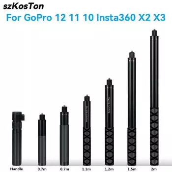 Для Insta360 Bullet Time Невидимая селфи-палка для GoPro 12 11 10 9 Insta360 X3 X2 GO 3 Алюминиевый сплав селфи-палка Аксессуары
