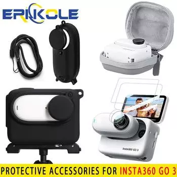 Для Insta360 GO 3 силиконовый чехол закаленное стекло защитная пленка для экрана крышка объектива сумка для переноски для Insta 360 GO 3 аксессуары для камеры