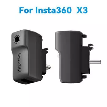 Для Insta360 X3 Mic Adapter Внешний микрофонный адаптер Камера Type-C и 3,5 мм аудиопорты поддерживают зарядку во время записи чёрный