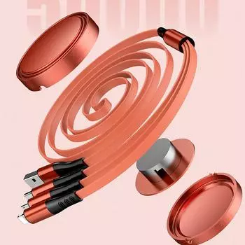 Для IOS Type-c Android «три в одном» зарядный телескопический кабель для передачи данных «один к трем» чёрный