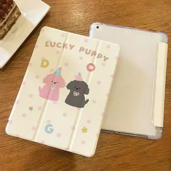 Для iPad 2021/20/19 Gen9/8/7 10,2-дюймовый чехол с мультяшной собакой в тройном стиле с подушкой безопасности Air4/5 10,9-дюймовый Air3 10,5-дюймовый с гнездом для ручки iPad 2021 Gen910.2