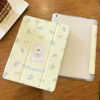 Для iPad 2021 9th чехол Высококачественный умный чехол для iPad с цветочным узором и милой собакой для iPad Air6 11 13 Air2024 Air4 Air5 10th 10,9 с подставкой для карандашей iPad 2021 Gen910.2