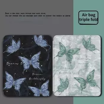 Для iPad gen9/8/7 10.2, чехол с узором «бабочка», подушка безопасности, тройной складной чехол с держателем для карандашей, iPad 2022 Gen10 10.9 pro 11 iPad 2021 Gen910.2