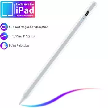 Для iPad Pencil для стилуса iPad Pro 11 12,9 2021 2020 2018 10,2 7-го, 8-го, 9-го поколения для iPad mini 6 Air 3 4 Palm Rejectio Touch Pen белый