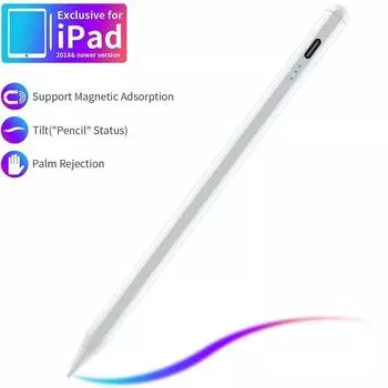 Для iPad Pencil для стилуса iPad Pro 11 12,9 2021 2020 2018 10,2 7-го, 8-го, 9-го поколения для iPad mini 6 Air 3 4 Palm Rejectio Touch Pen белый