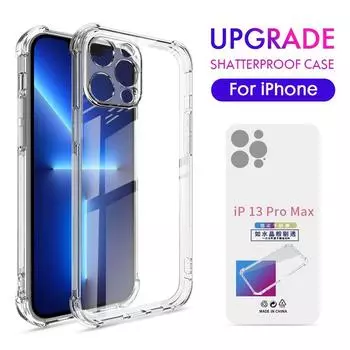 Для iPhone 11 12 13 14 15 16 Pro Max X XS XR 6 6S 7 8 Plus SE Camera Full Cover Прозрачный силиконовый чехол с подушкой безопасности Anti Shock для телефона iPhone 6/6S
