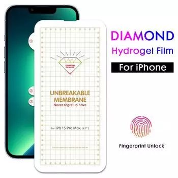 Для iPhone 11 12 13 14 15 mini 16 Pro Max X XR XS XS Max SE 2020 6 6s 7 8 Plus Полноэкранная защитная пленка Diamond Hydrogel iPhone 6/6s