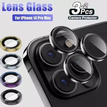 Для IPhone 11/12/13/14 Pro Max металлическое кольцо из закаленного стекла, защита объектива камеры iPhone 11 (2PCS) синий