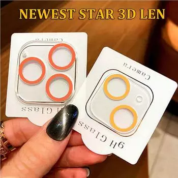 Для iPhone 11 12 13 14 Pro Max защитное кольцо для объектива камеры из закаленного стекла защитная пленка 11/12 Mini оранжевый