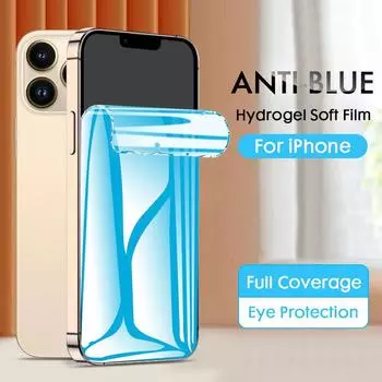 Для iPhone 11 12 13 mini 14 15 16 Pro Max X XR XS Max SE 2020 6 6s 7 8 Plus Anti Blue Ray гидрогелевая пленка для защиты экрана iPhone 6/6s