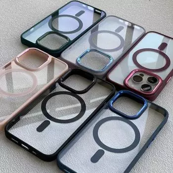 Для Iphone 13 12 11 Pro Max чехол Magsafe магнитный беспроводной Charing прозрачный акриловый чехол для Iphone 14 Pro Max Plus чехол for iPhone 11 Pro красный