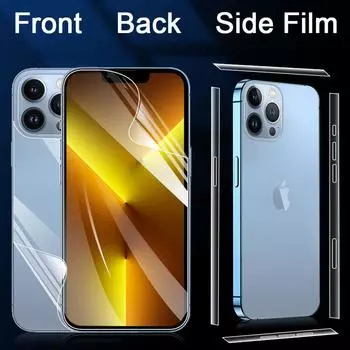 Для iPhone 13 12 14 15 16 Pro Max 13 12 Mini X XS Max XR 8 7 6 6s Plus SE 2020 наклейка на кнопку прозрачная гидрогелевая пленка TPU защитная пленка для экрана рамка iPhone 13