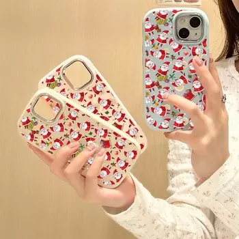 Для iPhone 13 14 15 Pro Max Samsung Galaxy A14 A15 A24 Xiaomi 13T Redmi 12C Мягкий пухлый чехол для телефона A23 Санта-Клаус с Новым годом Силиконовый чехол из ТПУ for iPhone 7