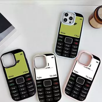 для iPhone 13 14 15 Pro Max Samsung Galaxy A14 A15 A24 Xiaomi 13T Redmi 12C Мягкий пухлый чехол для телефона A45 Забавная кнопка в стиле ретро Художественный дизайн Чехол из ТПУ for iPhone 7