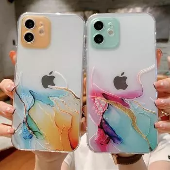 Для Iphone 13 Чехлы для телефонов с акварельной краской и градиентом под мрамор для Iphone 13 11 12 Pro Max Xs Xr Мягкая противоударная задняя крышка For iPhone XS Max