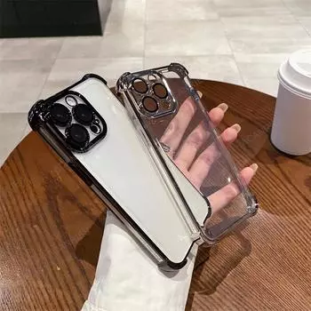 Для iPhone 13 Pro Max 15 14 12 11 X Xr Xs Se 8 7 Plus Покрытие Силиконовый Мягкий Чехол Четыре Угла Противоударный 13pro 14pro 15pro Чехол For Iphone 15 чёрный