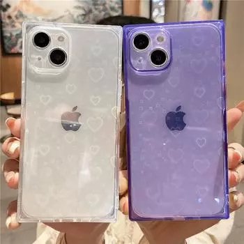 Для Iphone 13 Pro Max Laser Love Heart чехол для телефона Iphone 12 11 Pro Max Xr X 7 8 Plus 13 мягкий прозрачный голографический квадратный чехол For iPhone XR