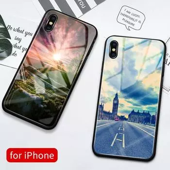 Для iPhone 14 13 12 11 Pro Max чехол стеклянная задняя крышка Road View Iphone Xr чехол Funda для iPhone 6 6s 7 8 14 Plus X Xs Max Xr Se iPhone 6 6s&Silicon TPU case