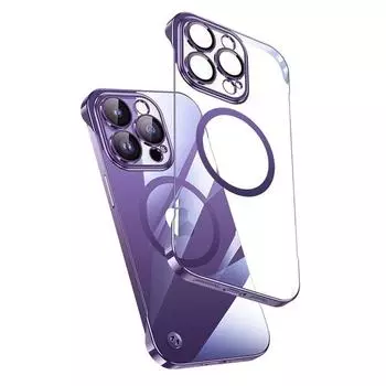 Для iPhone 14 13 12 Pro Plus Max с беспроводной зарядкой, прозрачный тонкий чехол для ПК, безрамочный магнитный чехол для Magsafe, тонкий чехол для телефона iPhone 14 Pro Max чёрный