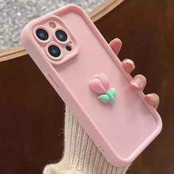 Для IPhone 14 15 Цветы Тюльпана Силиконовый ТПУ Задняя Крышка Телефона Чехол Противопадение для IPhone 11 12 13 Pro Max X XS XR Мягкий Чехол For iPhone X XS белый