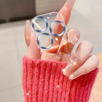 Для iPhone 14 15 Pro Max / 14 Plus объектив задней камеры из закаленного стекла + металлическое защитное кольцо 14/14 Plus