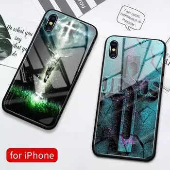 Для Iphone 14 чехол стеклянная задняя крышка Иисус Крест Iphone 11 12 13 14Pro Max Cover Funda для Iphone 6 6s 7 8 14Plus X Xs Max Xr Se iPhone 6 6s&Silicon TPU case
