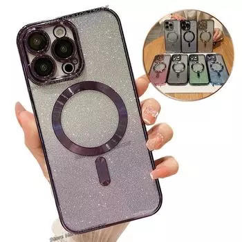 Для Iphone 14 Plus 13 11 чехол с градиентным блеском для Magsafe магнитный чехол для Iphone 11 12 13 14 Pro Max защитные чехлы для линз For iPhone 11 Pro серебряный