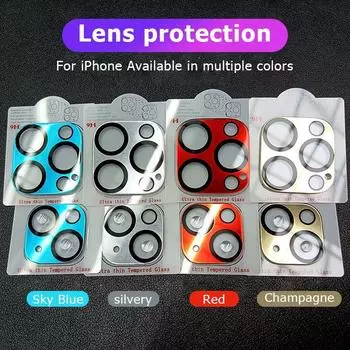 Для iPhone 15 14 Plus 13 Mini 11 12 13 14 Pro Max камера закаленное стекло цветные линзы полное покрытие протектор экрана 13/13 Mini серебряный