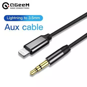 Для Iphone 14 Plus 13 Pro 8-контактный разъем 3,5 мм, мужской Aux-кабель для Apple 12 Mini 11pro Max Xr, автомобильный конвертер, наушники, аудиоадаптер чёрный