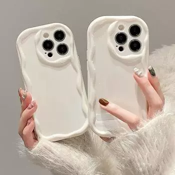 Для Iphone 14 Pro Max 7 8 14 Plus милый прозрачный волнистый мягкий чехол для Iphone 11 12 13 Pro Xs Max X Xr Xs Cover Fundas For iPhone SE 2020 чёрный