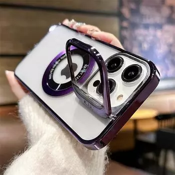 Для Iphone 14 Pro Max Чехол Роскошный Покрытие Невидимый Складной Держатель Подставка Для Объектива Камеры Чехол Для Телефона Для Iphone 13 Pro Max Жесткий Чехол For iPhone 13Pro серебряный