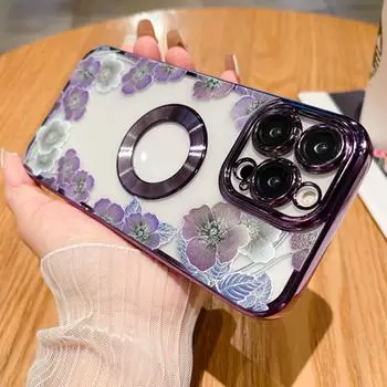 Для iPhone 14 Pro Max Роскошная рамка с покрытием «Роза» Прозрачный чехол для телефона iPhone 11 12 13 14 15 Plus Защитный чехол для объектива iPhone 11 чёрный