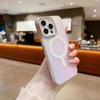 Для Iphone 15 14 13 12 Pro Max противоударный чехол с беспроводной зарядкой для Magsafe Магнитный тонкий ПК Hybird ТПУ однотонный чехол для телефона iPhone 15 белый
