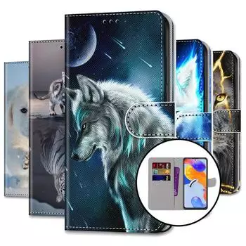 Для iPhone 15 14 13 Pro Max Samsung S23 S24 S22 Ultra A24 A25 A35 A55 A52 милый анималистичный узор PU кожаный чехол-книжка с отделениями для карт и подставкой для телефона Samsung Galaxy S10