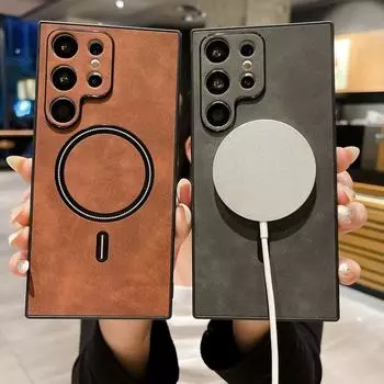 Для iPhone 15 14 Pro 13 12 11 Магнитная задняя крышка из овчины противоударный чехол для Samsung S25 S24 S23+ FE S22 Note 20 мобильный телефон чехол iPhone 14 серый