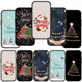для iPhone 15 14 Xiaomi Redmi Note 13 12 11 Pro Max X 8 7 XR Samsung Galaxy A34 A15 S24 S23 Huawei OPPO A54 Рождественская елка олень подарок снег чехол для телефона for OPPO A78 5G аэро