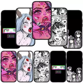 для iPhone 15 14 Xiaomi Redmi Note 13 12 11 Pro Max X 8 XR Samsung Galaxy A15 S24 S23 A05 Huawei OPPO A17 мультфильм Ahegaos аниме девушка Waifu телефон чехол for Redmi Note 10 4G ceil